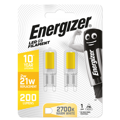 S13013 ENERGIZER FILAMENT LED G9 210LM 2W 3,000K (WARM WHITE), PACK OF 2 - Electrobright Ltd