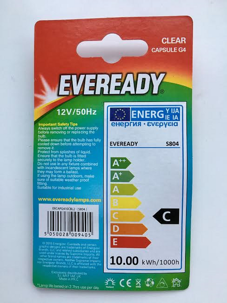 Eveready G4 10w Halogen bulbs Twin Pack - Electrobright Ltd