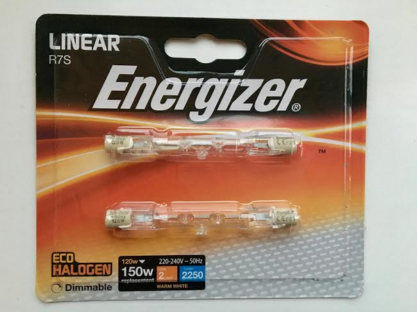 2 ENERGIZER R7 Linear 120w=150w 78MM Eco Halogen Dimmable Warm White Bulbs - Electrobright Ltd